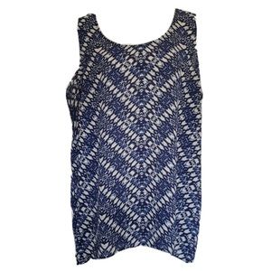 Olive & Oak Blouse Blue Navy white geometric Prin